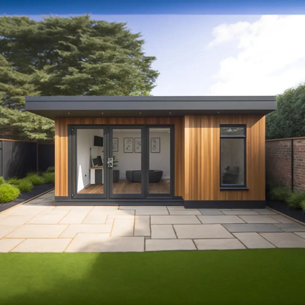 Light-filled garden office interior
